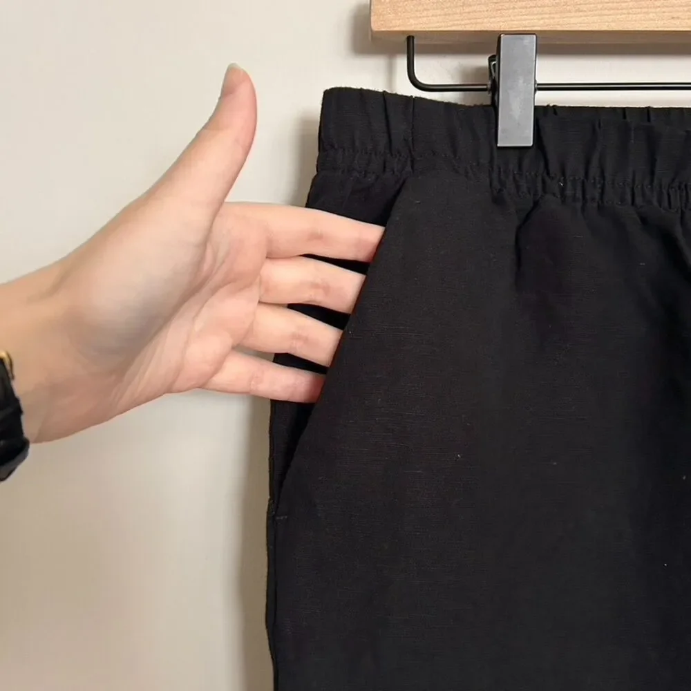 H&M Black Linen-blend Tapered Pants